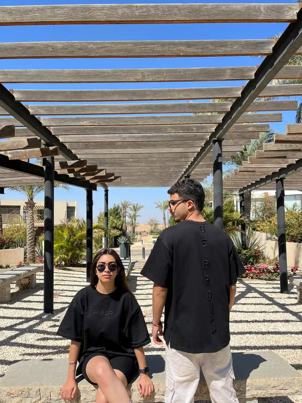 All in black T-shirt